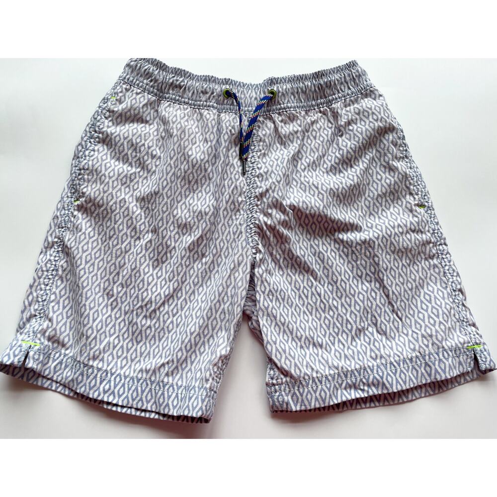 Boy's Crewcuts J.Crew Gray Diamond Pattern Swim Trunks Size 12